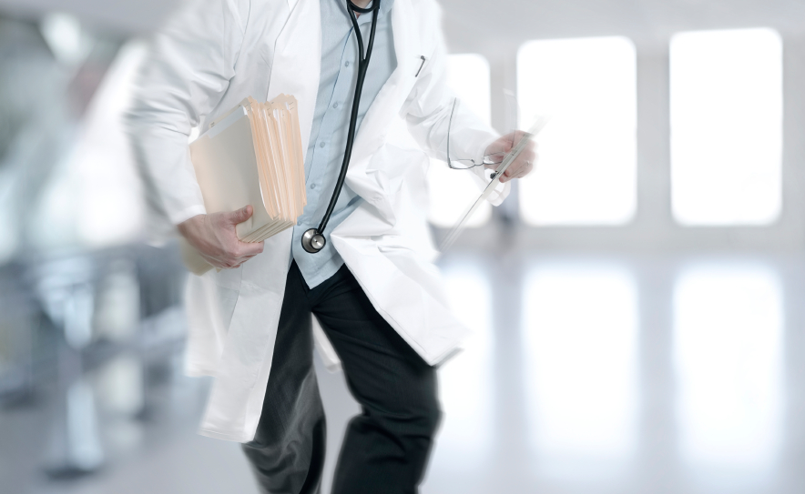 Decorative image of doctor in a hurry