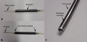 Picture of the developed actuator with a PA/US probe being inserted